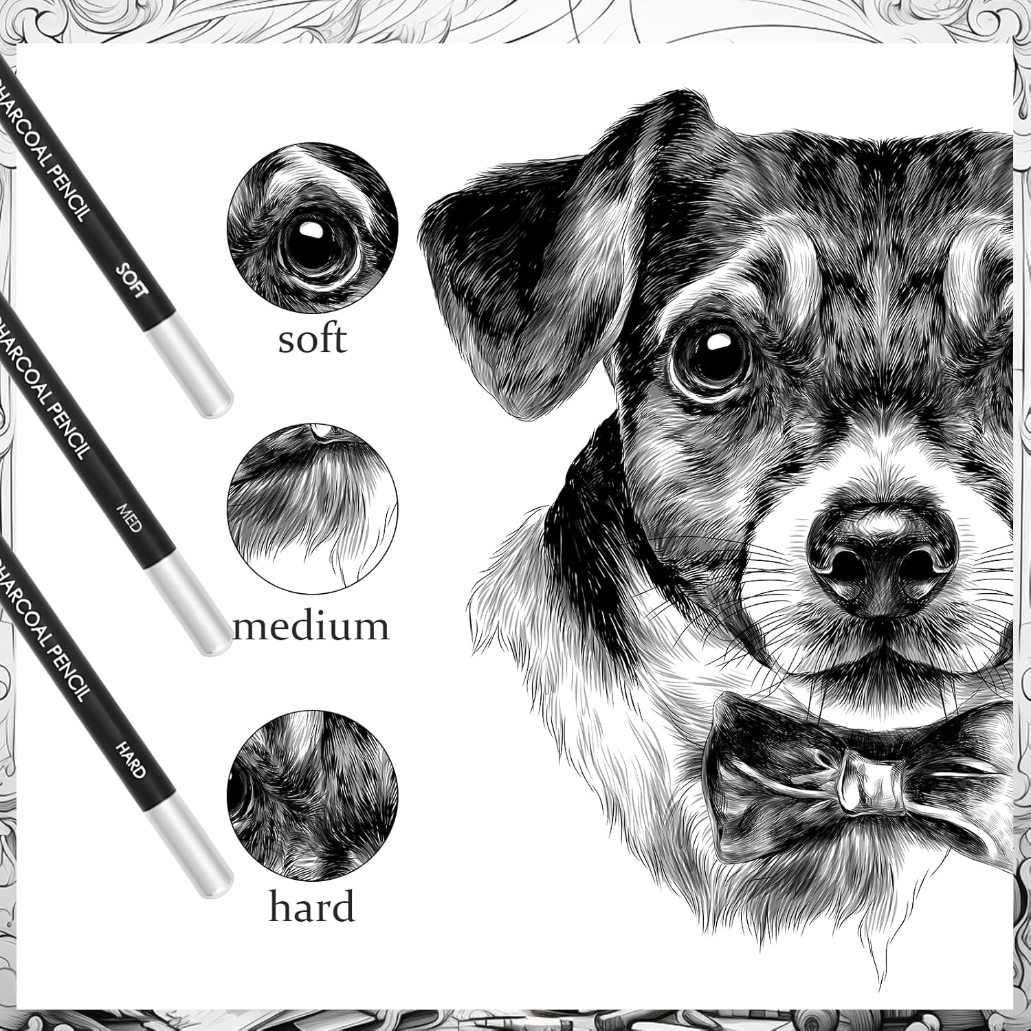 Geyoga 36 Pcs Professional Charcoal Pencils Soft, Medium and Hard for Drawing Charcoal Pencils for Sketching Shading Drawing Blending Portrait(Black,Assorted) - Image 3