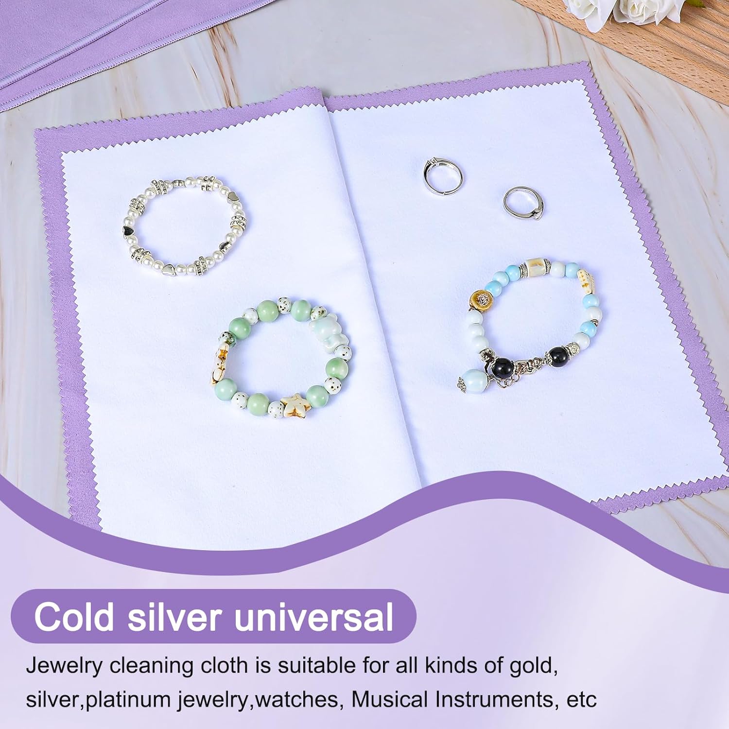 Gjinxi 3PCs Jewelry Polishing Cleaning Cloth, Purple Flannel Jewelry Polishing Cloth Cleaner Cloth for Tarnish Remover, Jewelry Cleaner Cloth for Sterling Silver Gold Platinum Polish Cloth 25 * 16cm - Image 8