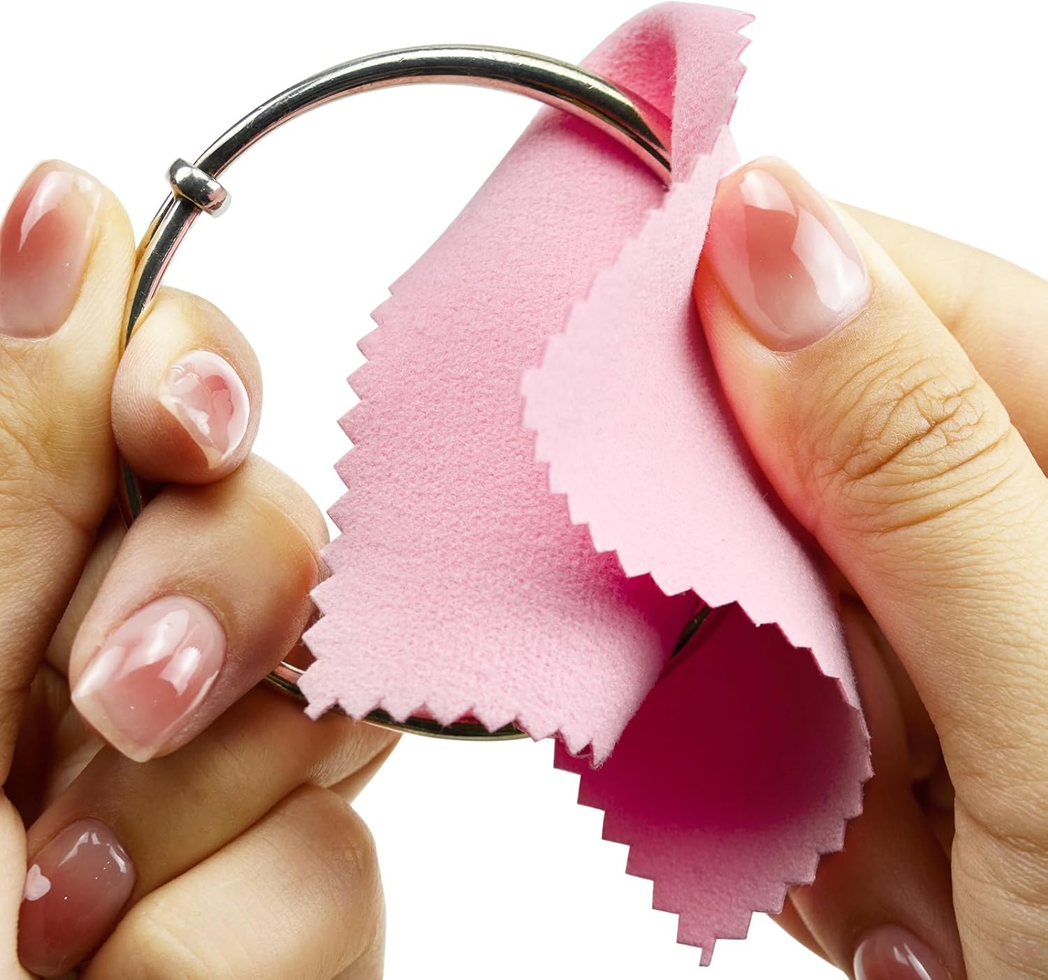 Jewelry Cleaning Cloth Polishing Cloth Pink - Individually Wrapped Jewelry Polishing Cloths - Silver Polishing Cloth for Jewelry, Gold, Sterling Silver, Platinum, Watch (3.15" x 3.15") - Image 3