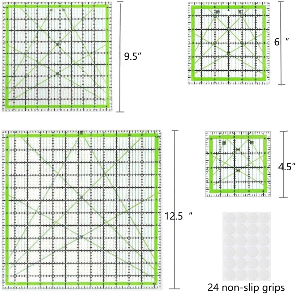 Quilting Rulers,4 Square Ruler Quilting Templates(4.5"X4.5", 6"X6", 9.5"X9.5", 12.5"X12.5"),Quilting Rulers Acrylic Rulers - Image 4